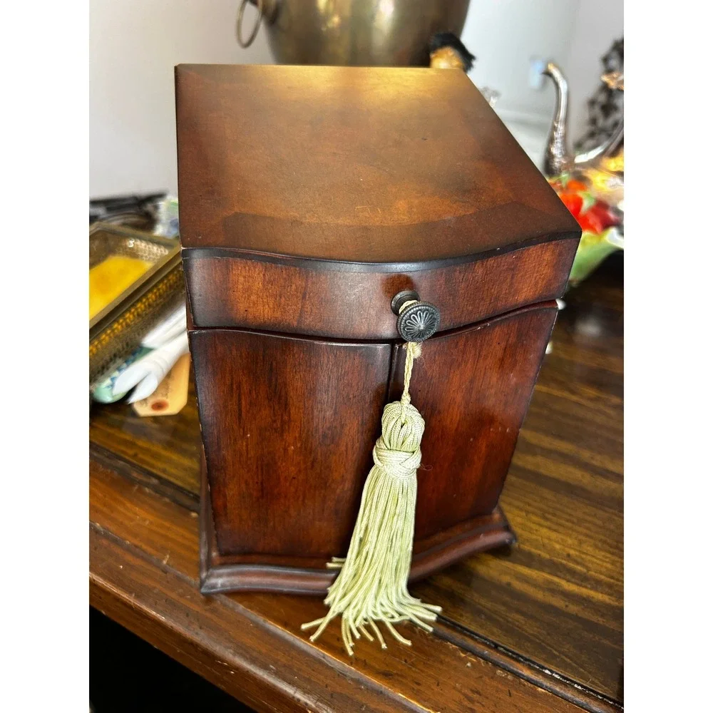 Bombay Vintage Wooden Jewelry Armoire Box Mahogany Finish Tassel Organizer